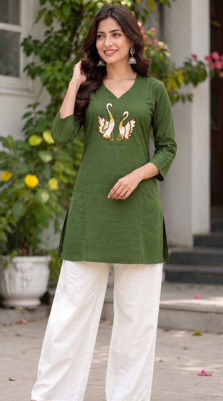 Artisanal Dhabu Cotton Floral Tunic Kurti