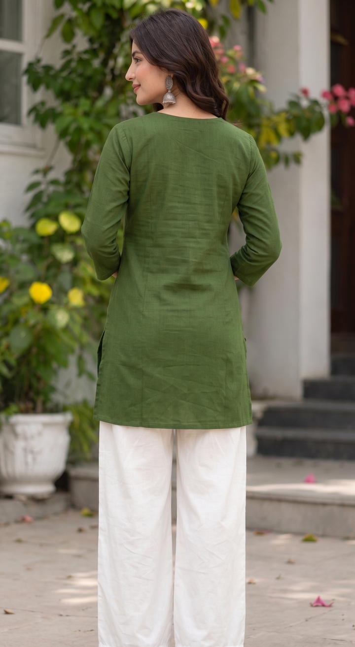 Artisanal Dhabu Cotton Floral Tunic Kurti